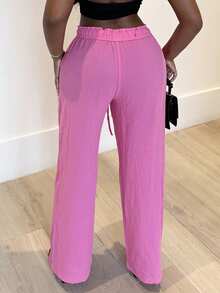 Alexandranx Primavera Novas Calças Femininas de Lazer com Cintura Baixa e Cós Dobrável