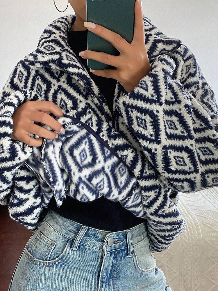 Vintage Floral Print Thermal Lined Loose Fit Casual Street Wear Long Sleeve Pullover Sweatshirt For Women, Autumn/Winter