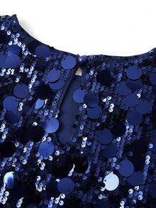 Ellevyn 彩色亮片派对礼服，直筒短袖迷你女式连衣裙