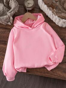 Young Girl Casual K-POP Cartoon Character Print Hooded Sweatshirt, Fashionable Street Style Pullover Sweatshirt Suitable For Autumn/Winter Outfits - Pink - View 2