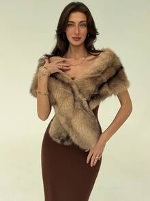 Aloruh Women's Fashionable Elegant Retro Faux Fur Coat Fall Fall For Women All Women Fall For Women Fall Autumn Women's Fall Women's Coat Chic Autumn Winter For Women Winter For Women Winter Winter Women Winter Winter For Women Winter Coat Women, Cozy Fall And Winter For Women - Mocha Brown - View 2