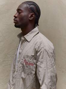 Long Sleeve Oversized Checked Button Through Shirt "Musero" Branded Embroidery Fall SUMMER SPRING - Multicolor - View 2