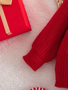 SHEIN Luźne, wygodne, luźne, z długim rękawem, noworodkowe swetry, jesienno-zimowe ubrania dla dziewczynek