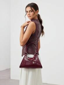 SHECARRY Women's Fashionable Everyday Casual Shoulder Bag - Red - View 4