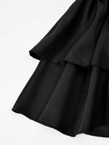 SHEIN Teens' Ruffle Hem Layered Peplum Skirt - Black - View 7