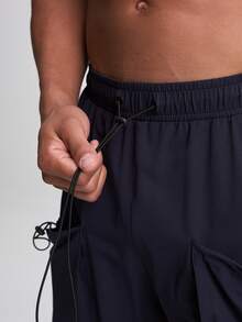 Men's Drawstring Waist Loose Fit Jogger Pants - Blue - View 3