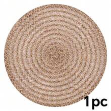 美式乡村风亚麻色编织餐垫圆形盘垫餐桌装饰店面家庭聚会餐桌摆件 - 彩色 - 查看 10