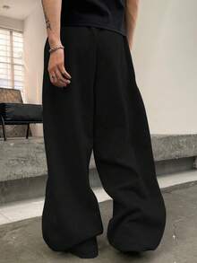 Claim Dot 男士休闲街头卷边腰部前缝宽松阔腿运动裤