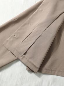 SHEIN Unity Versatile Double Pocket Short Workwear Top Autumn Winter Women - Khaki - View 3