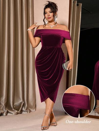 Cravure Plus Size Women's Versatile Fashion Slimming & Elegant Dress, Suitable For Daily, Party, Gathering, And Banquet Occasions