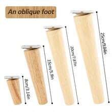 Bộ 4 chân đồ nội thất bằng gỗ - Chân ghế bằng gỗ tự nhiên, kiểu thẳng/vát, 4 tấm đế và 16 ốc vít cho ghế bành, tủ quần áo, ghế sofa, bàn. - Màu be - Xem 3