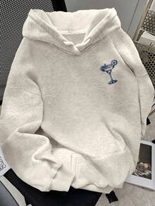 SHEIN Women's Letter & Beverage Print Casual Drop Shoulder Sweatshirt