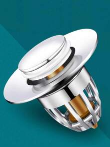 1/2 pezzi Tappo universale per lavandino da bagno con raccoglitore di capelli, coperchio per scarico vasca da bagno con molla, tappo per lavandino in plastica a pressione, filtro per scarico lavabo, accessori e forniture per il bagno - Multicolore - Visualizzare 3