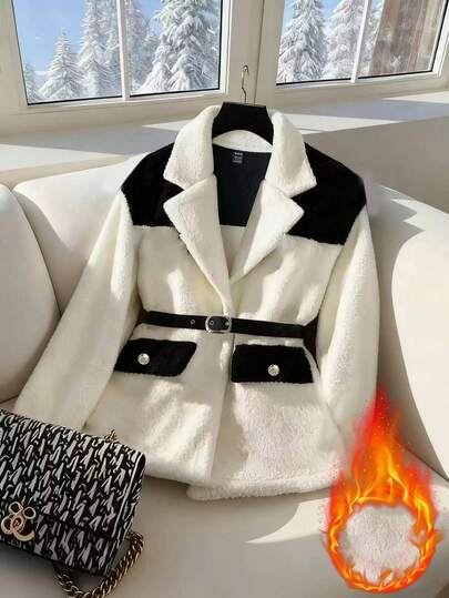 GlowEve Stylish Contrast Color Velvet Tie-Up Blazer