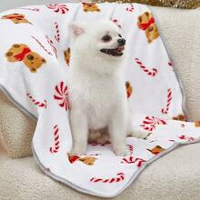 PETSIN Cute Christmas White Candy Bear Print Warm Pet Blanket - White - View 5