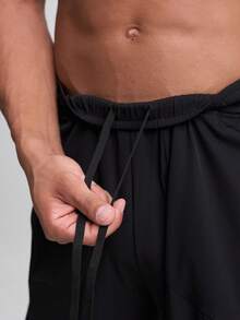Men's Elastic Waist Pockets Wide Leg Loose Pants, Fall - Black - View 4