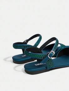 CUCCOO TILAWA Casual Minimalist Versatile Daily Wear Women Flat Sandals Valentine's Day - Olive Green - View 5