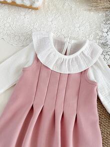 SHEIN Conjunto de Vestido de Manga Longa Estilo Princesa Moda Outono/Inverno para Menina, Tecido Macio, Adequado para Escola, Atividades Internas ou Externas - Multicolorido - Visão 6