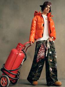 AXEPEAK Men's Casual Hooded Zip-Up Padded Coat, Warm For Winter Street Wear - Orange - View 6