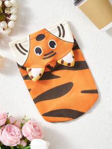PETSIN 1pc Cute Cartoon Animal Print Hoodie With 3D Tiger Ears, Suitable For Cats And Dogs - Multicolor - View 2