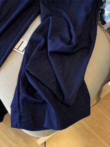 Resyla Pantalones anchos y sueltos con decoración de lazo para mujer - Azul Marino - Ver 5