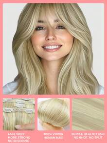 SMART&MATCH Clip In Hair Extensions Real Human Hair, Remy Human Hair Extensions Clip Ins For Women, Natural Human Hair, 14-20 Inch 2 Packs (4pcs+7pcs) - S18/613 - View 4