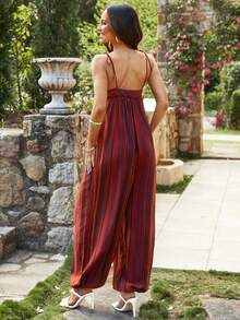 KARISMINA Women's Summer Boho Jumpsuit Chiffon Striped Sleeveless Loose Jumpsuit For Women, Summer Holiday  Summer Outfits For Women Easter Jumpsuit Women Beach Outfits For Woman Vacation Outfits Woman Rompers For Women - Multicolor - View 2