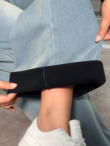 Flexra 大码高弹针织阔腿男友牛仔裤 - 霧霾藍 - 查看 6