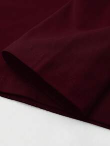 Manfinity Homme Plus Size Men's Solid Color Crew Neck Long Sleeve Pleated T-Shirt - Burgundy - View 5