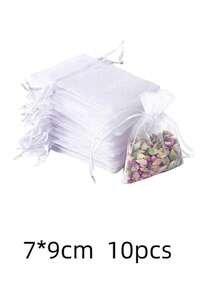 50 pezzi di sacchetti regalo in organza con cordini, perfetti per gioielli, caramelle, matrimoni, feste e confezioni per lo shopping online - Bianco - Visualizzare 8