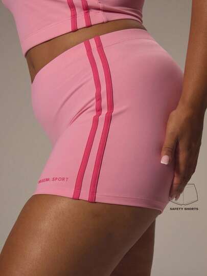 MUSERA Plus Size Fitted Stripe Mini Shorts Active Gym Casual Sport Basics Workout Basics Gym Fitness