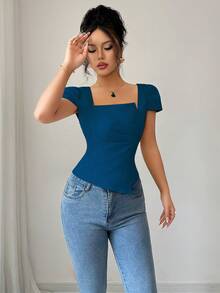 Elenzga 女士优雅夏日度假衬衫 - 藍色 - 查看 4