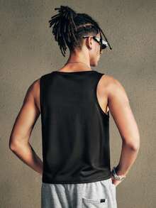 AXEPEAK Niche Design 跨亚文化朋克复古哥特式男士无袖 T 恤背心 - 黑色 - 查看 2