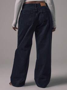 MUSERA 大码中腰直筒修身黑色高腰牛仔裤，适合休闲、夜间外出、返校、办公室、工作、约会等场合，经典牛仔款式。 - 黑色 - 查看 6