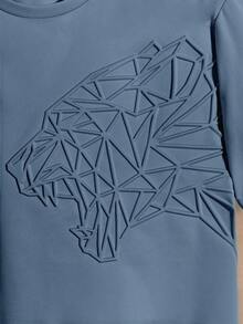 Manfinity NXTstreet 男士動物圖案T恤 - 霧霾藍 - 查看 4