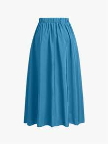 EMERY ROSE Plus Solid Slant Pocket Plicated Detail Maxi Skirt