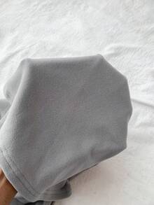 SHEIN 青少年女孩純色圓領修身休閒短版長袖T恤灰色上衣灰色長袖上衣休閒 - 灰色 - 查看 6
