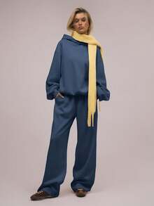 MUSERA Bluza polarowa z kapturem oversize, na ukończenie szkoły, dla nauczycieli, damska, na powrót do szkoły, jesień, zima - Turkusowy - Zobacz 4