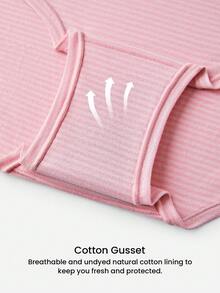 LUVLETTE Plus 3条装柔软棉质高腰女士内裤套装条纹 - 彩色 - 查看 4