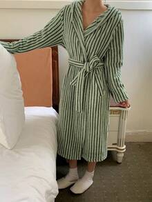 DAZY Áo choàng trùm đầu bằng lông cừu sọc dài dành cho nữ, mùa đông, mềm mại, ấm áp - màu xanh lá - Xem 6