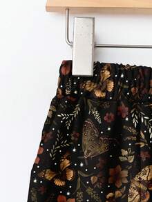 Rusticease 女士花卉蝴蝶图案弹力腰阔腿休闲印花裤，秋冬款，休闲 - 彩色 - 查看 5