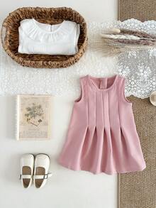 SHEIN Conjunto de Vestido de Manga Longa Estilo Princesa Moda Outono/Inverno para Menina, Tecido Macio, Adequado para Escola, Atividades Internas ou Externas - Multicolorido - Visão 4
