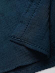 Manfinity Homme Men Solid Button Up Long Sleeve Shirt, Fall - Navy Blue - View 6