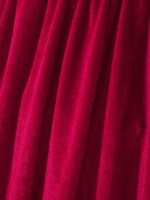 SHEIN Sparklyn Robe à manches longues élégante et polyvalente pour filles avec col en dentelle et décoration de nœud, convient pour les fêtes, les sorties, peut être associée à des vestes, gilets, manteaux - Rouge - Voir 5