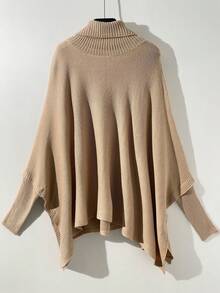 Franclia French Retro Elegant Casual Simple Versatile Chic Autumn Women's Clothing Winter Women's Clothing Casual Business Commuting Light Brown Sweater Khaki Sweater High Neck Turn-Down Collar Batwing Sleeve Shawl Style Fitted Cuffs Top Elastic Sweater Skirt Flared Hem Christmas Sweater Set Thanksgiving Outfit New Year's Clothing Sweater Set Brown Skirt Brown Top Camel Women's Sweater Two-Piece Set