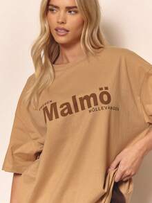 MUSERA Áo phông in hình cỡ lớn, dễ thương, cá tính, ấm áp, thích hợp mặc hàng ngày vào mùa thu, đơn giản, phong cách đồng quê, cổ điển, màu caramel, thanh lịch, mùa xuân hè, ngày lễ. - màu nâu - Xem 2