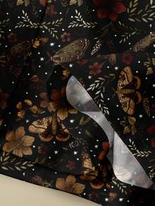 Rusticease 女士花卉蝴蝶图案弹力腰阔腿休闲印花裤，秋冬款，休闲 - 彩色 - 查看 4