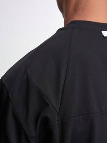 Camiseta casual de manga raglán de corte holgado para hombre 2 en 1 - Negro - Ver 5