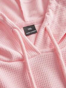 SHEIN EZwear 秋冬季加大码黑色针织短款卫衣 - 粉色 - 查看 3