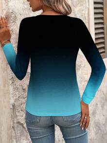 EMERY ROSE 女士圆领长袖印花元素设计T恤 - 彩色 - 查看 2